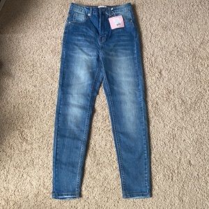 Showpo Caitlin Mum Skinny Jeans in Mid Denim Blue